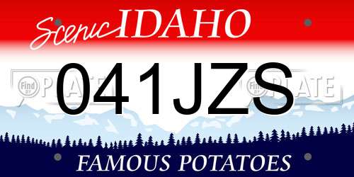 041JZS Idaho License Plate