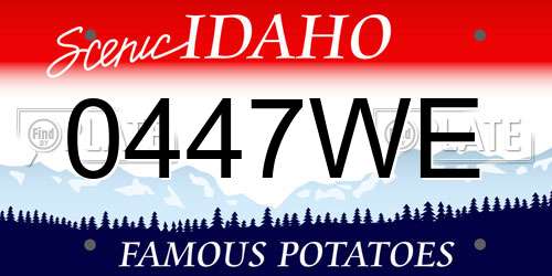 0447WE Idaho License Plate