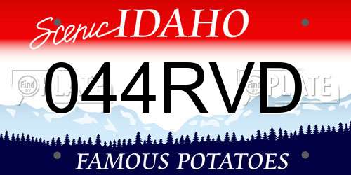 044RVD Idaho License Plate