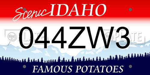 044ZW3 Idaho License Plate