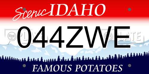 044ZWE Idaho License Plate