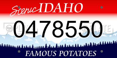 0478550 Idaho License Plate