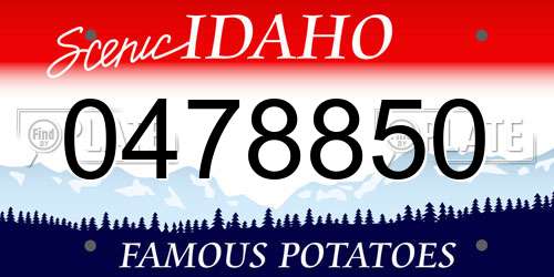 0478850 Idaho License Plate