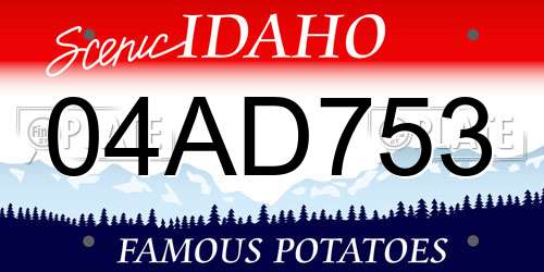 04AD753 Idaho License Plate