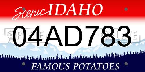 04AD783 Idaho License Plate