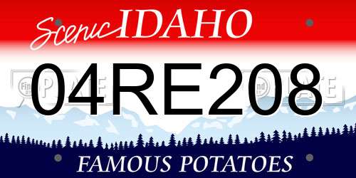 04RE208 Idaho License Plate