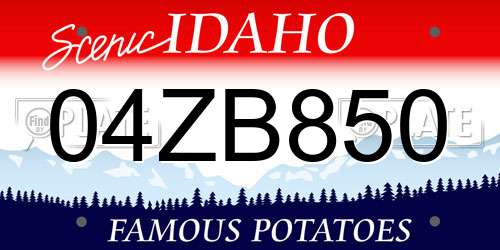 04ZB850 Idaho License Plate