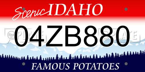 04ZB880 Idaho License Plate