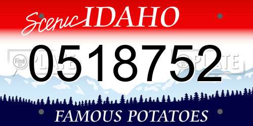 0518752 Idaho License Plate