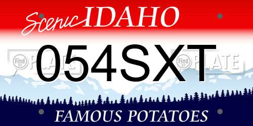 054SXT Idaho License Plate