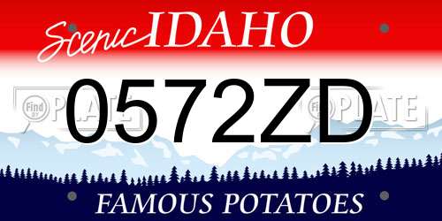 0572ZD Idaho License Plate