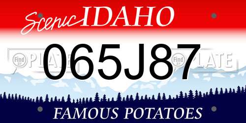 065J87 Idaho License Plate