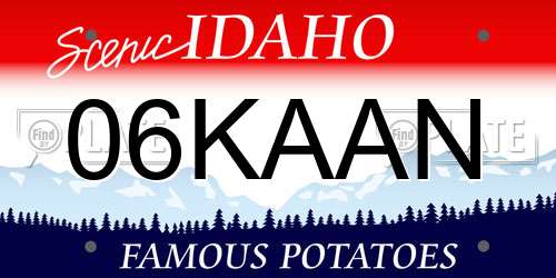 06KAAN Idaho License Plate