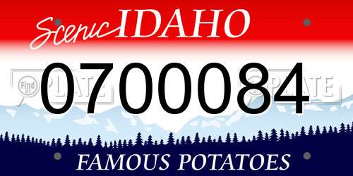 0700084 Idaho License Plate