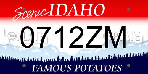 0712ZM Idaho License Plate