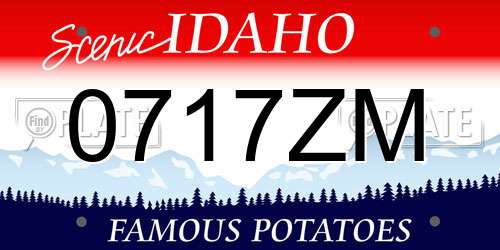 0717ZM Idaho License Plate