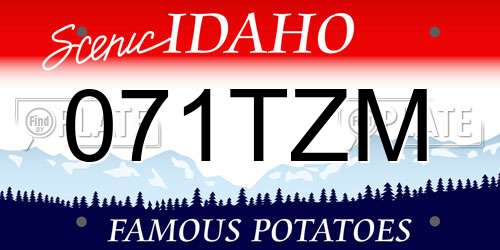 071TZM Idaho License Plate