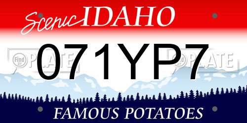 071YP7 Idaho License Plate