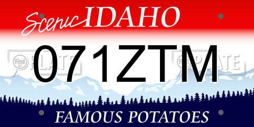 071ZTM Idaho License Plate