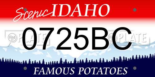 0725BC Idaho License Plate