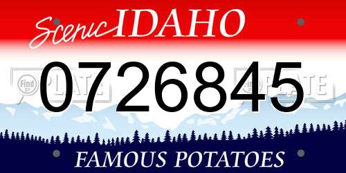 0726845 Idaho License Plate