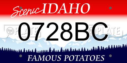 0728BC Idaho License Plate