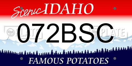 072BSC Idaho License Plate