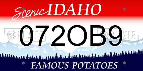 072OB9 Idaho License Plate
