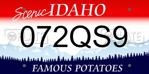 072QS9 Idaho License Plate