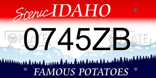 0745ZB Idaho License Plate