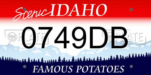 0749DB Idaho License Plate