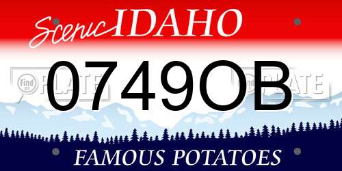 0749OB Idaho License Plate