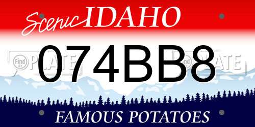 074BB8 Idaho License Plate