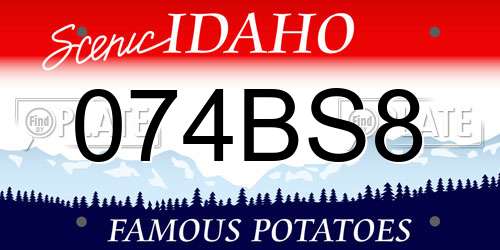 074BS8 Idaho License Plate