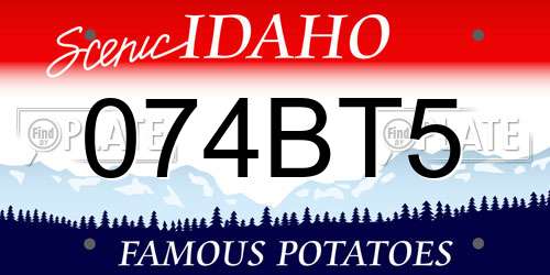 074BT5 Idaho License Plate
