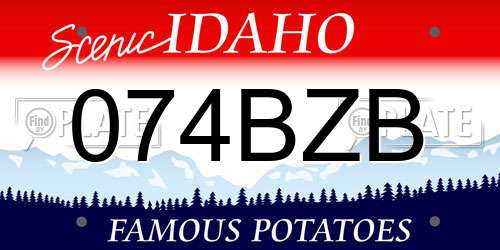 074BZB Idaho License Plate