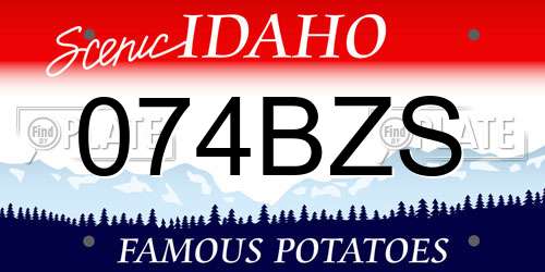 074BZS Idaho License Plate