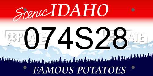 074S28 Idaho License Plate