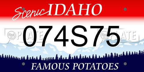 074S75 Idaho License Plate
