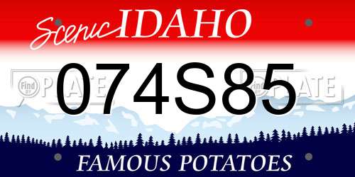 074S85 Idaho License Plate