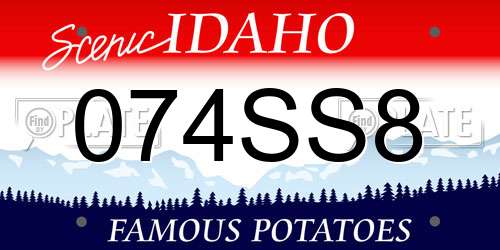 074SS8 Idaho License Plate