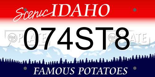 074ST8 Idaho License Plate