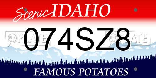 074SZ8 Idaho License Plate