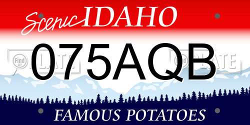 075AQB Idaho License Plate