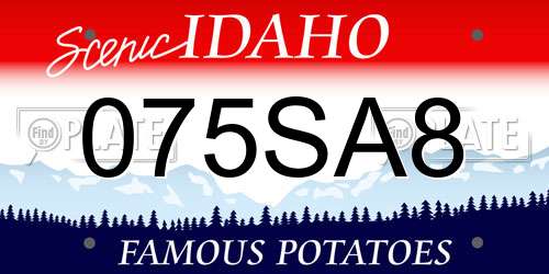 075SA8 Idaho License Plate