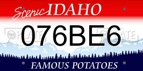 076BE6 Idaho License Plate