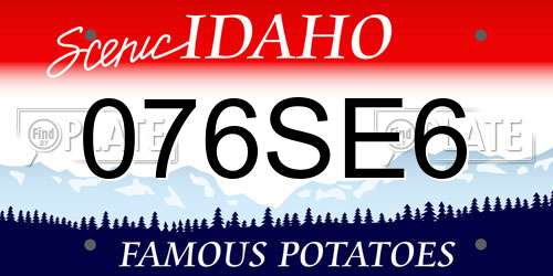 076SE6 Idaho License Plate