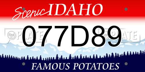 077D89 Idaho License Plate