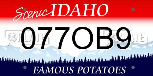 077OB9 Idaho License Plate