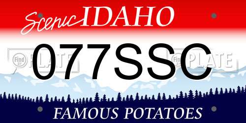 077SSC Idaho License Plate